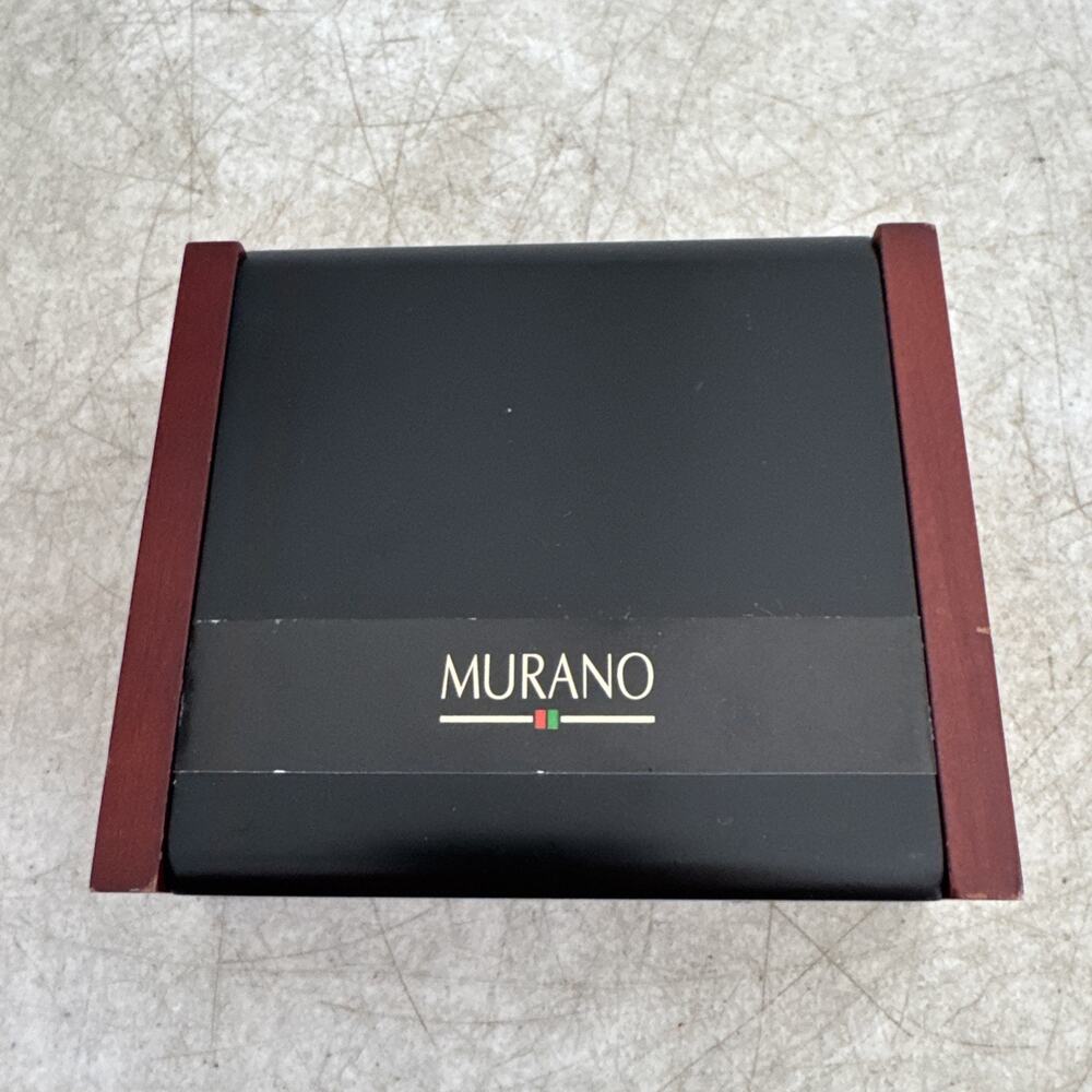 Murano Black Italian Leather Trifold Wallet for Men